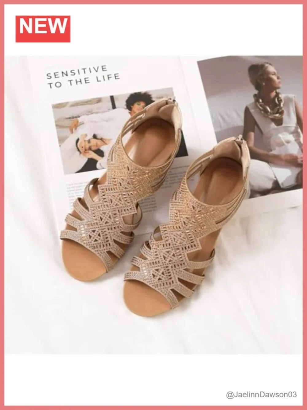 Glitter Open Toe Rhinestone Wedge Sandals with Ankle Strap Zip Closure